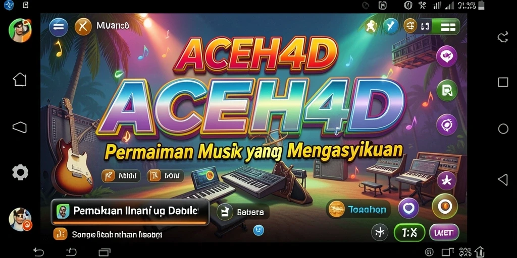 Screenshot utama ACEH4D menampilkan gameplay seru dengan berbagai lagu.