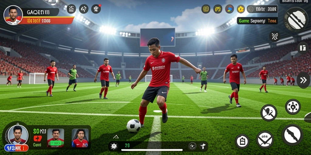 Gameplay seru GACOR108 dengan aksi sepak bola intens.