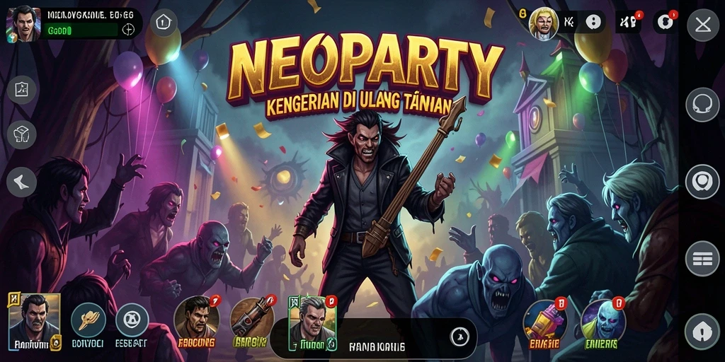 Gameplay NEOPARTY yang menegangkan dengan elemen horror mendalam.