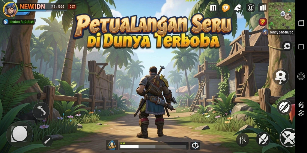 Tangkapan layar gameplay dari <strong>NEWIDN</strong> yang menampilkan dunia terbuka yang luas dan indah.